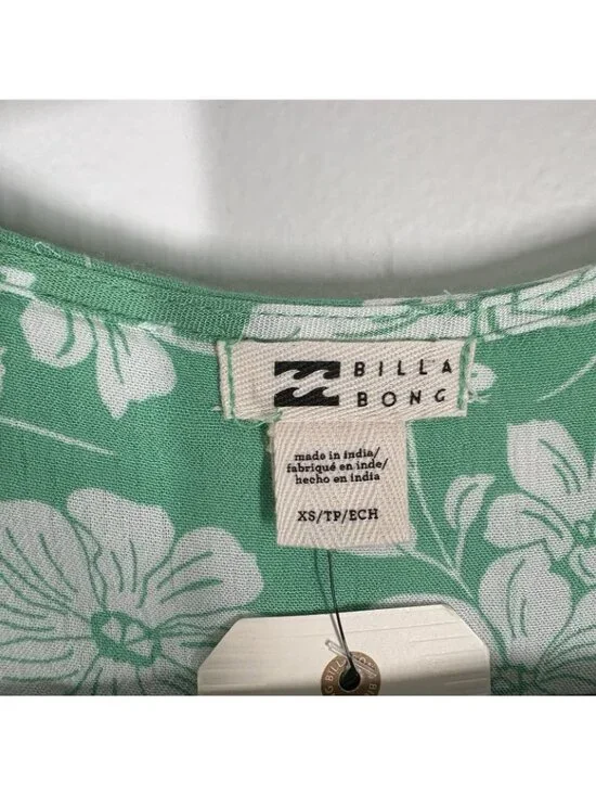 Billabong Women XS Green White Floral Twirl Around Short Mini Dress NWT - Picture 9 of 15